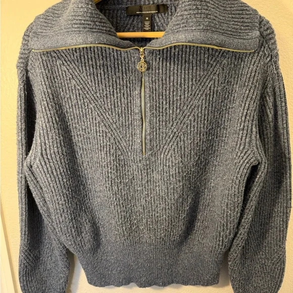 White House Black Market Men's Blue Ribbed Zip-Up Sweater - Picture 1 of 5